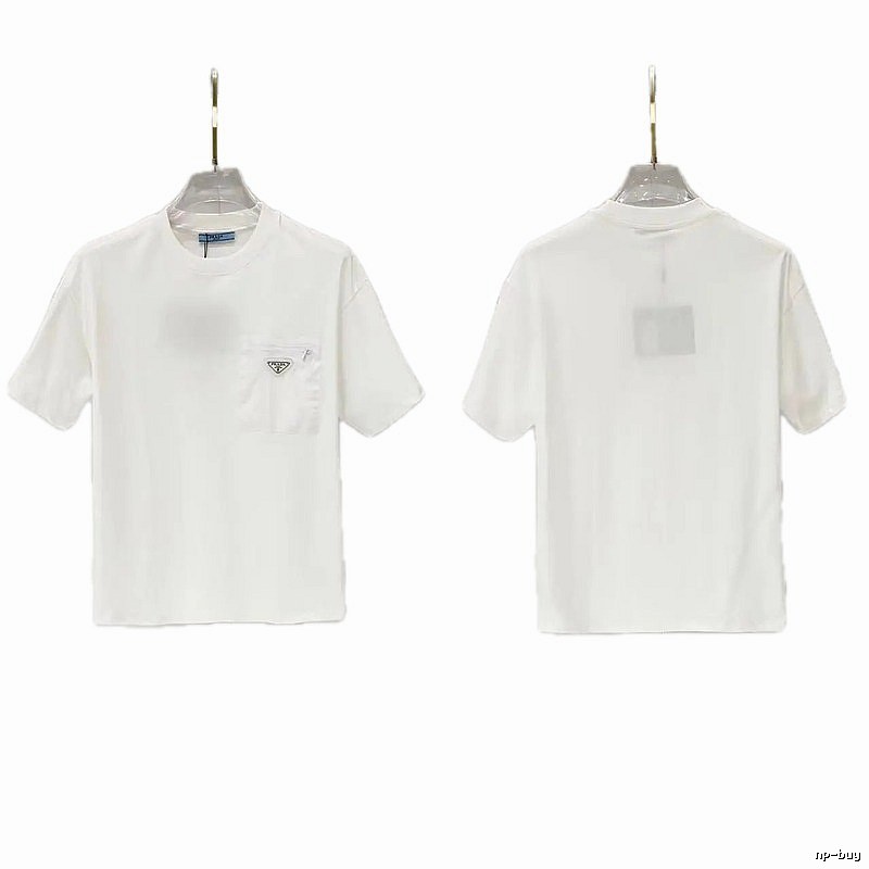 Prada Triangle Logo Minimalist Style White Short-sleeve T-shirt