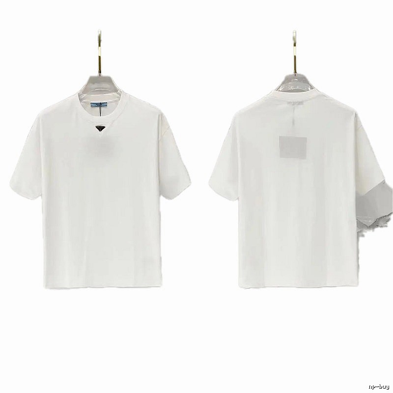 Prada Triangle Logo Minimalist Style White T-Shirt