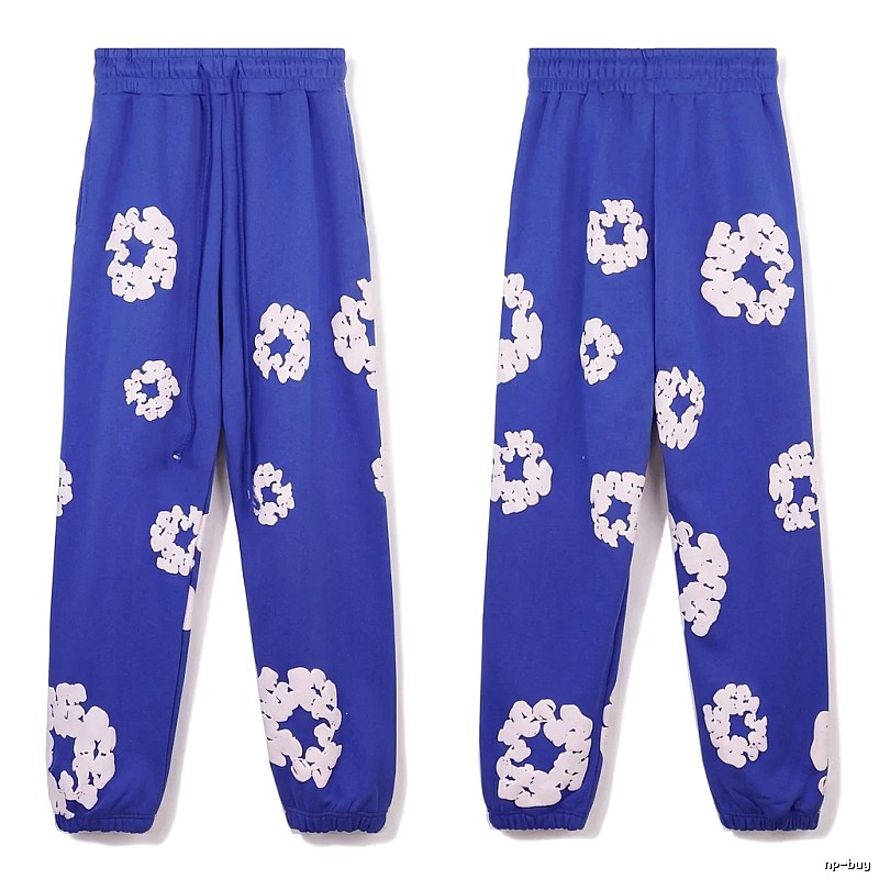 Printed casual blue pants with DENIM TEARS