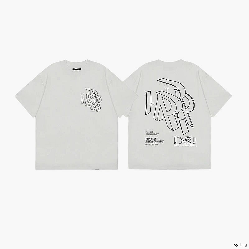 Represent Geometric Print Street-style Off-white T-shirt