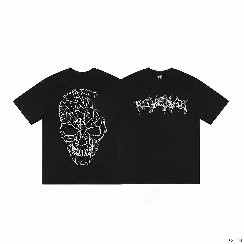 Revenge Black Skull Graphic T-Shirt Minimal Look