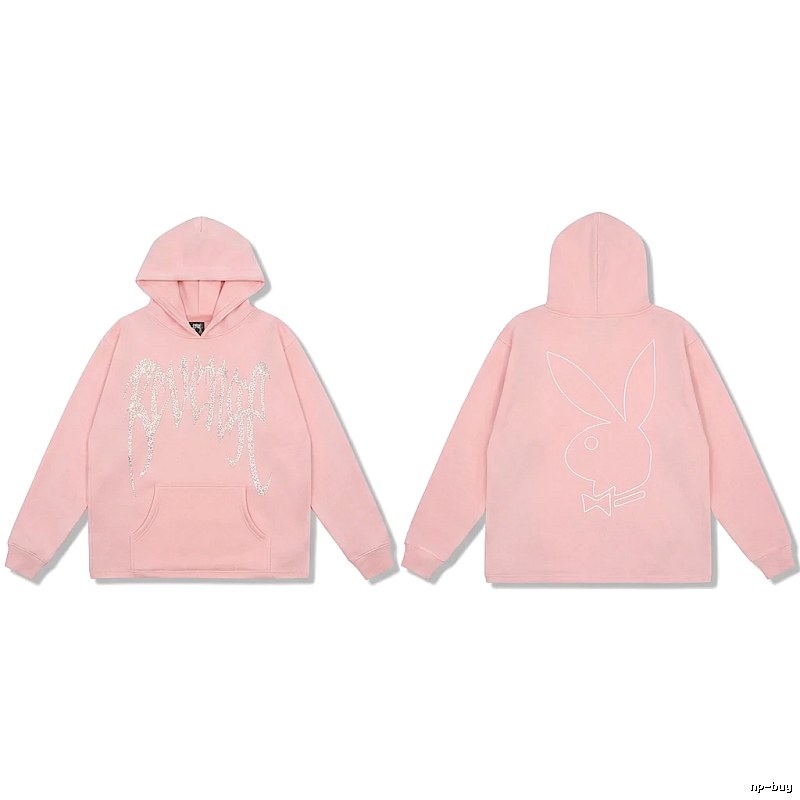 Revenge rabbit print pink hoodie
