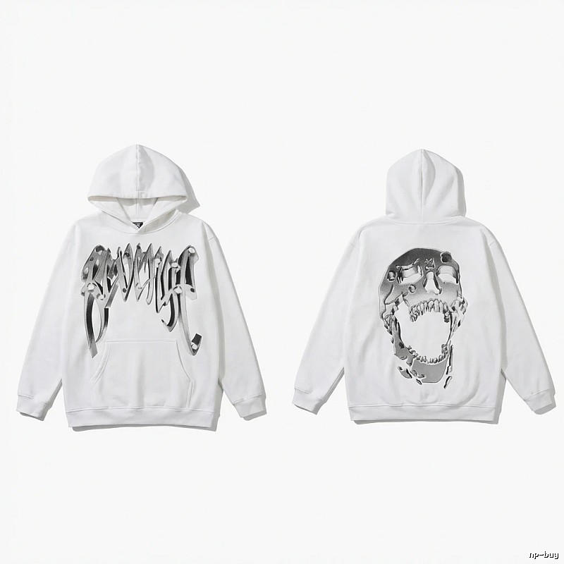 Revenge Skull Trendy Cool White Hoodie