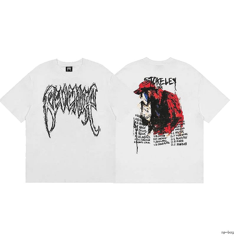 Revenge White Skull Graphic T-Shirt Clean Colorway