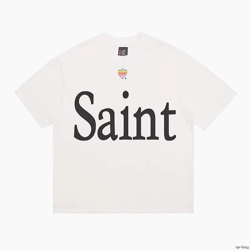 SAINT Letter Print Street Style Off-white T-shirt