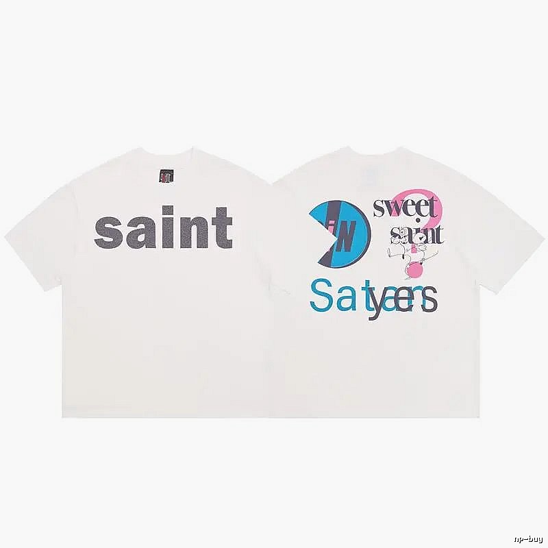 SAINT Mixed Print Street Style Off-white Short-sleeve T-shirt