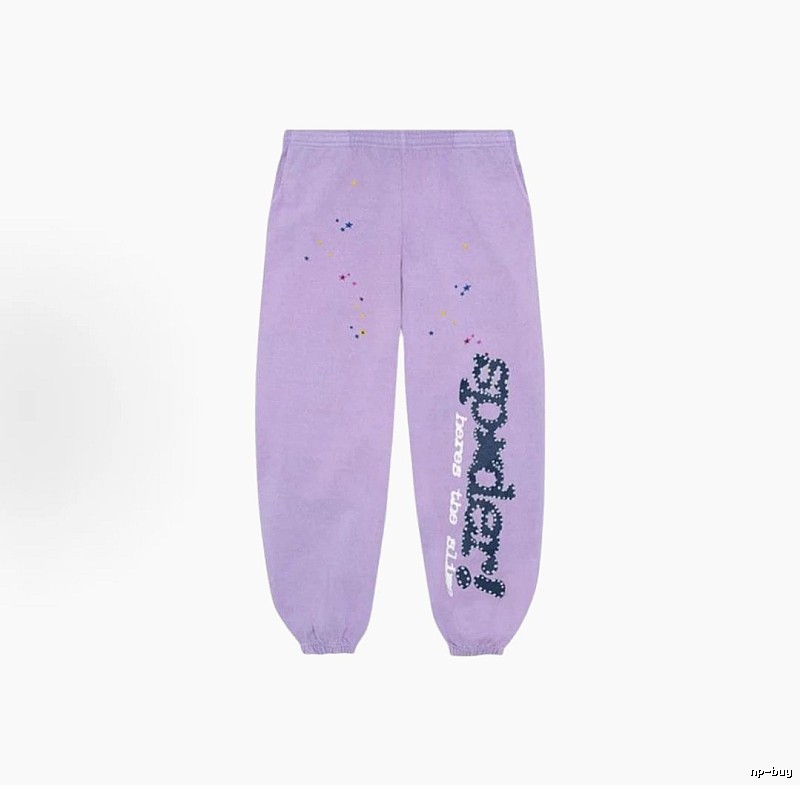 Sp5der Casual Logo Sweatpants - large vertical wordmark and cuffed silhouette