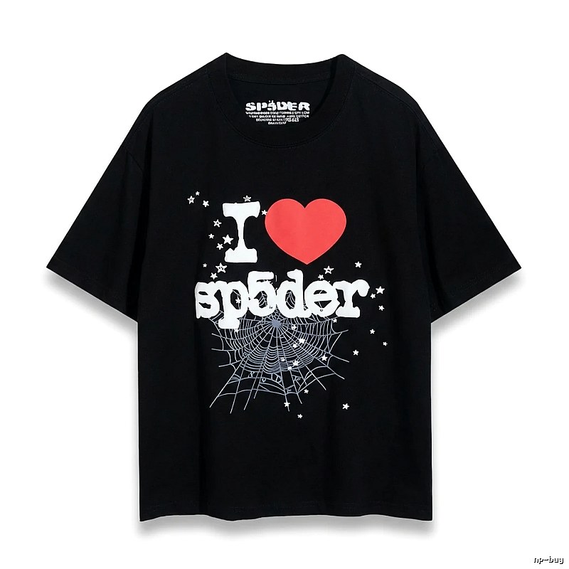 Sp5der Heart Print Black T-shirt