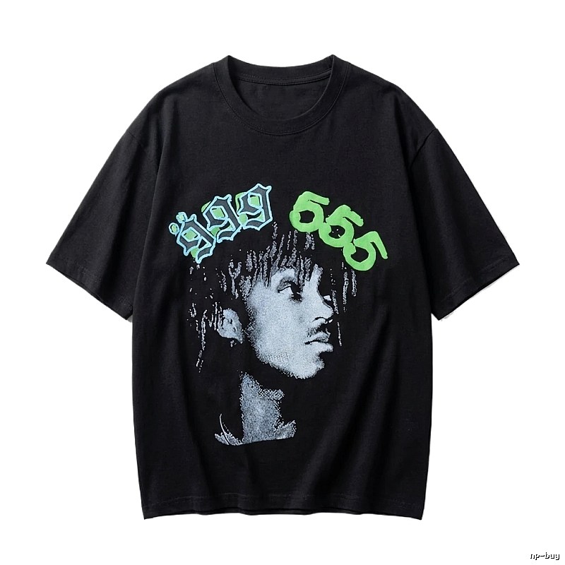 Sp5der Portrait Print Trendy Black T-shirt