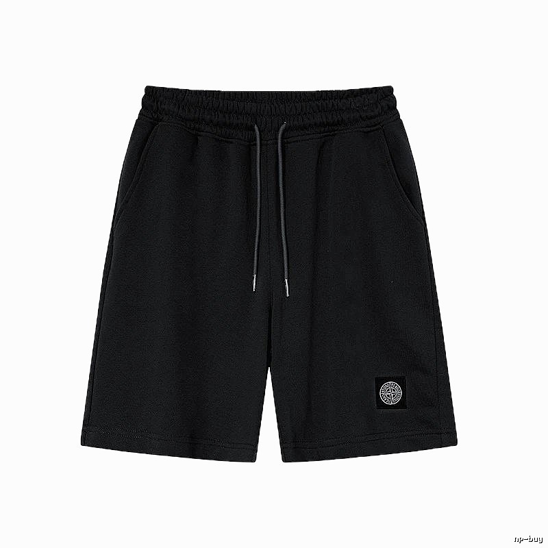 Stone Island Badge Casual Style Black Sports Shorts