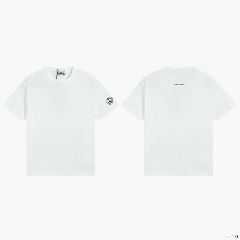 Stone Island Badge Minimalist Style White Short-sleeve T-shirt