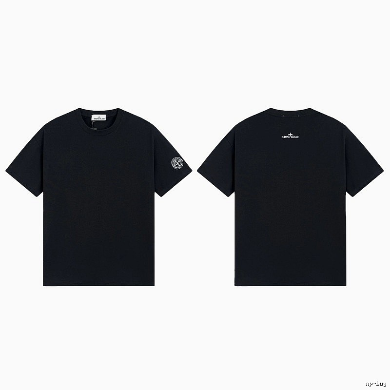 Stone Island Badge Techwear Style Black Short Sleeve T-Shirt