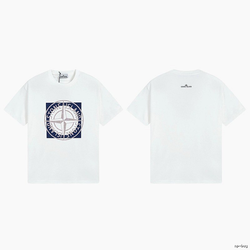 Stone Island Compass Collection Street Style White T-Shirt