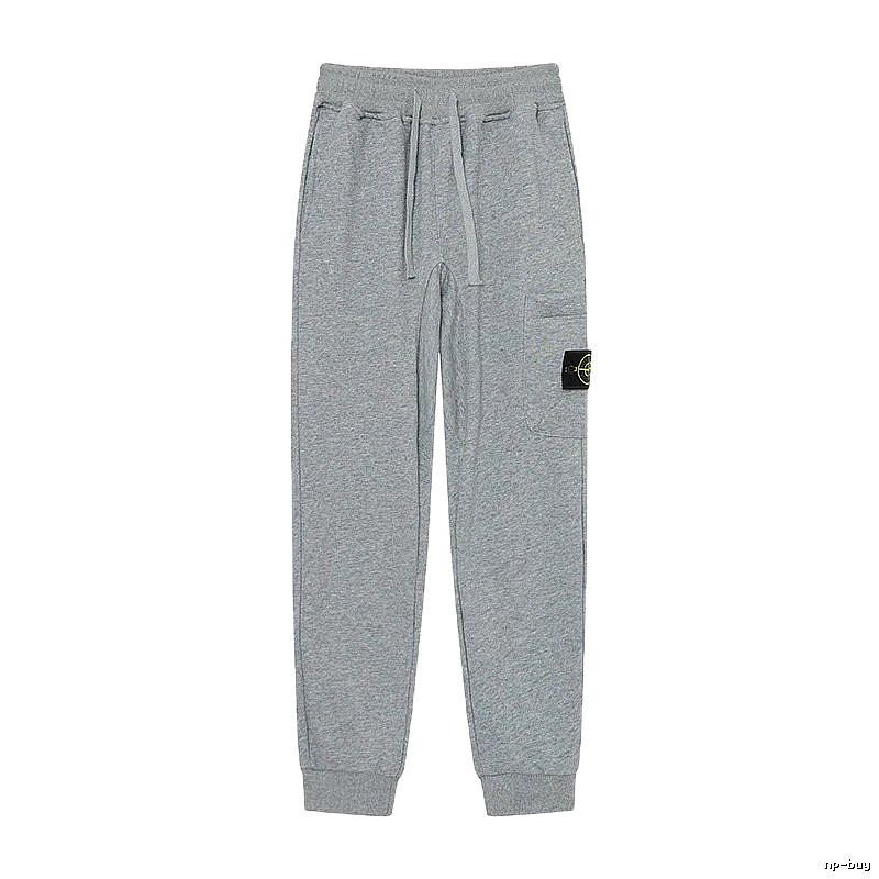 Stone Island Compass Logo Casual Light Grey Cuffed Sweatpants