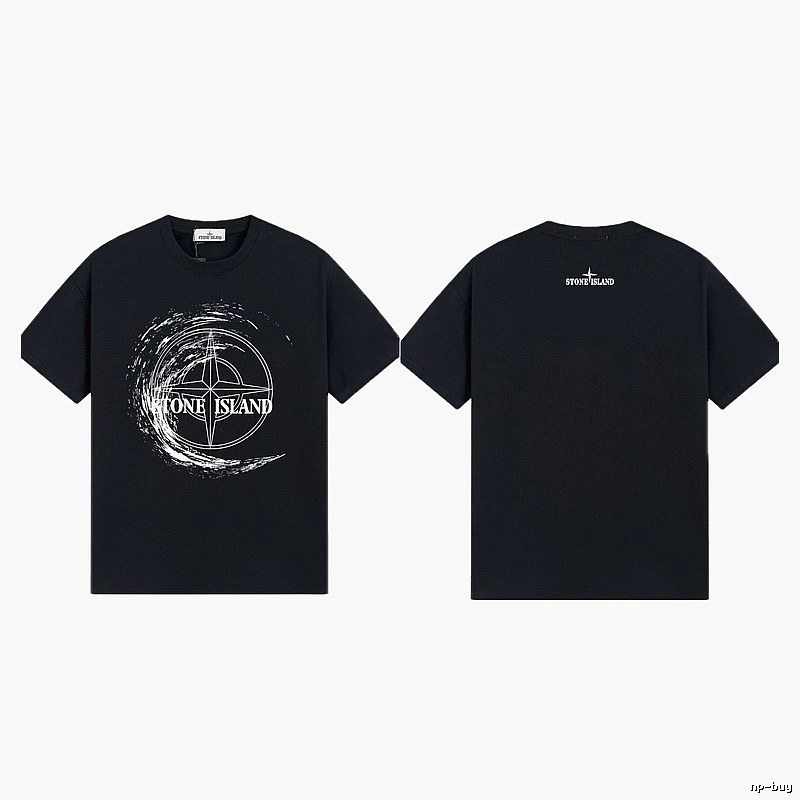 Stone Island Compass Print Street Style Black T-Shirt