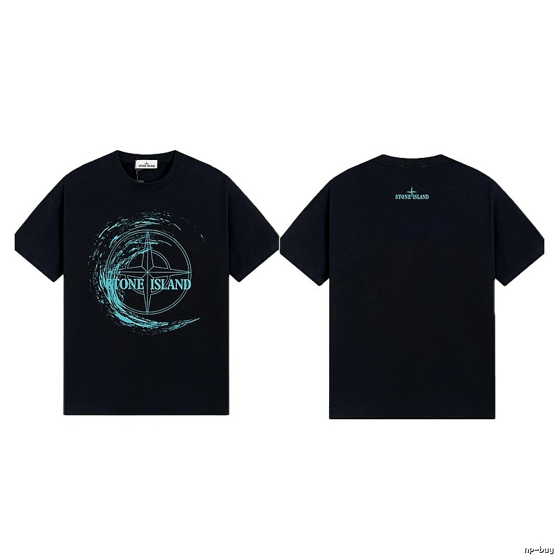 Stone Island Compass Print Street Style Black T-Shirt