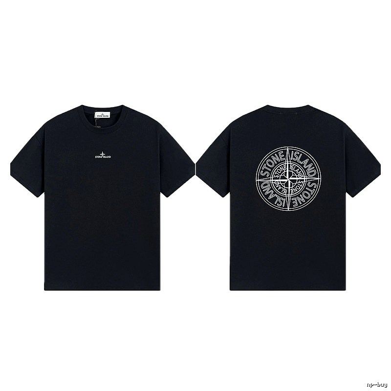 Stone Island Compass Print Trendy Cool Black T-Shirt