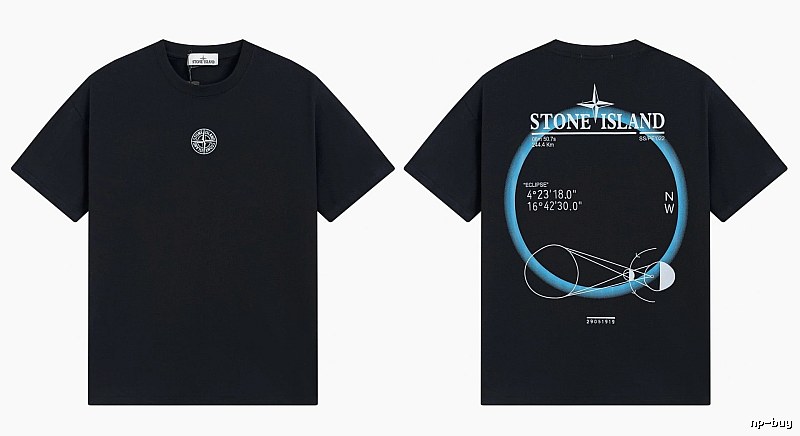 Stone Island Eclipse Collection Techwear Style Black Short-sleeve T-shirt