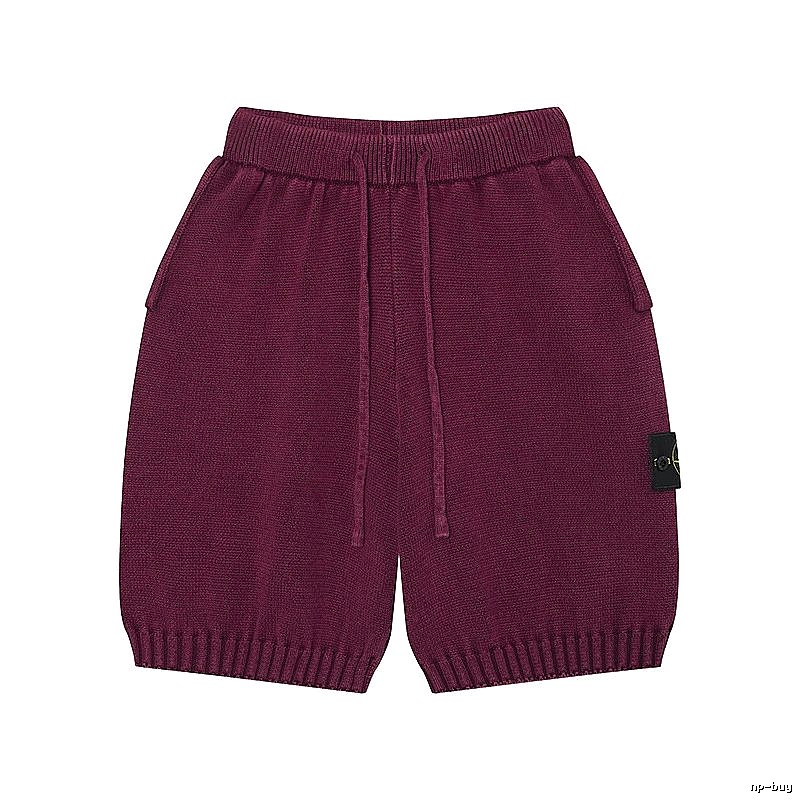 Stone Island Knit Casual Style Burgundy Shorts