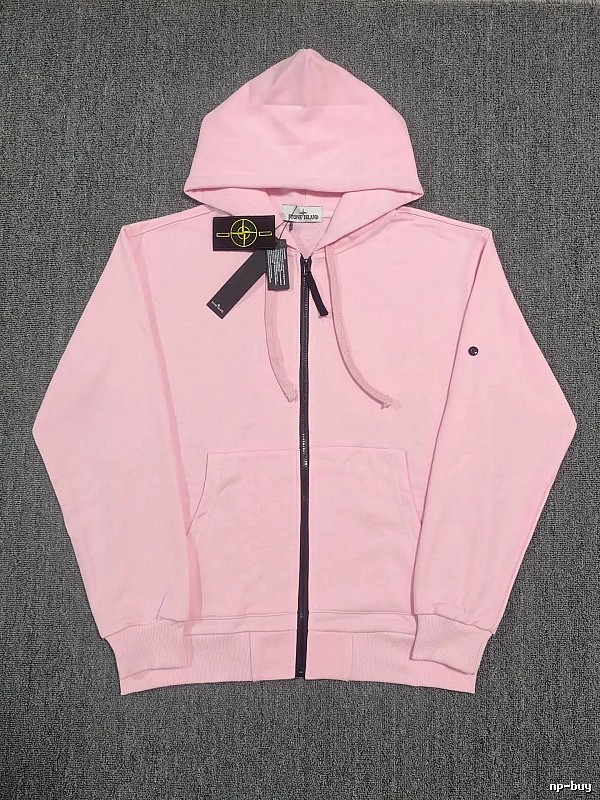 Stone Island Pink Zip Hoodie Casual Layering