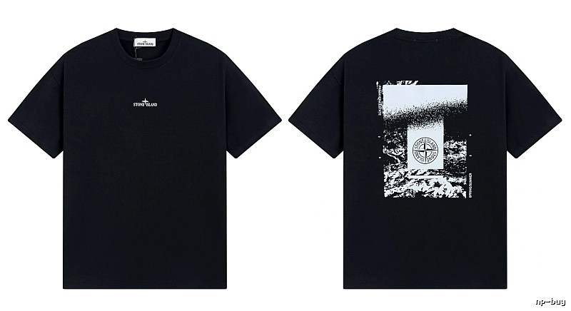 Stone Island Printed Functional Style Black Short Sleeve T-Shirt