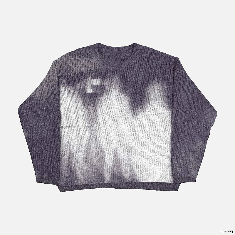 Streetwear Anime graphic sweater Black Knit Top with Practical Shape