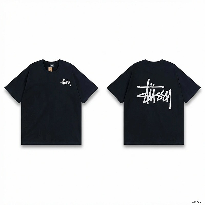 Stussy basic style simple black T-shirt