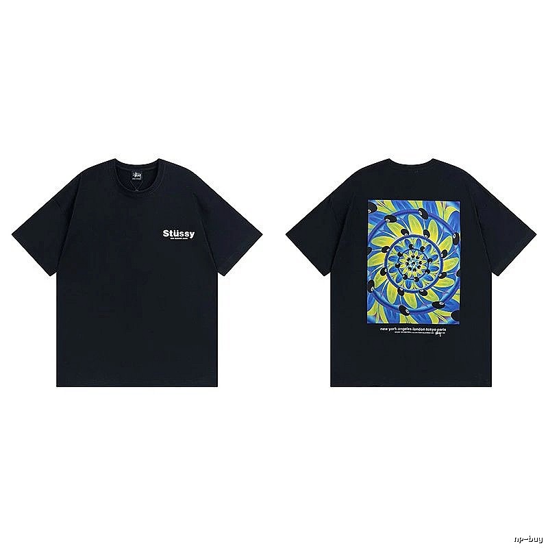Stussy Black Spider Graphic T-Shirt Holiday Edit Logo