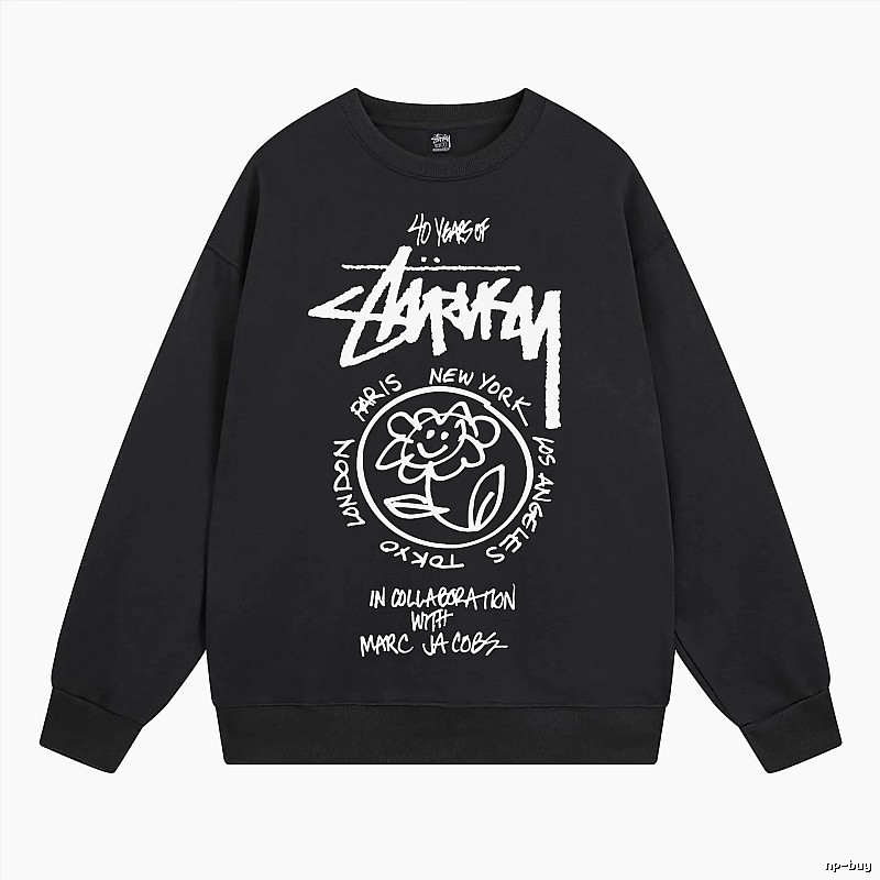 Stussy Black Style 539 Graphic SweatShirt Campus Look