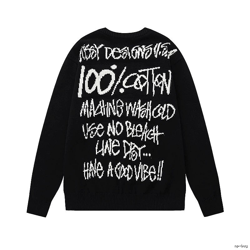 Stussy Black Swirl Graphic SweatShirt Relaxed Styling