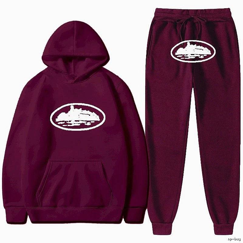 Stussy Burgundy Red Tracksuit Set Relaxed Styling Logo