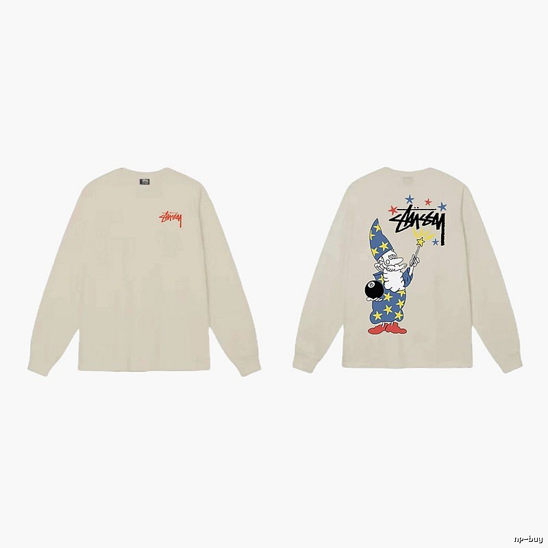 Stussy cartoon print beige long-sleeve