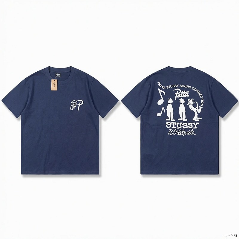 Stussy Co-branded Hip-hop Style Navy Blue T-shirt