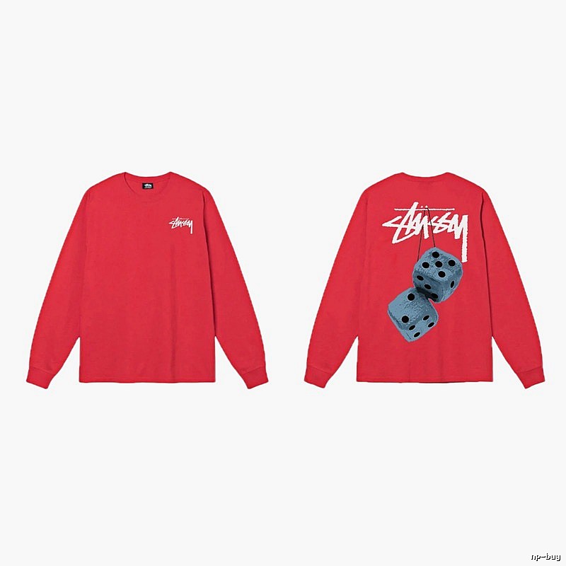 Stussy dice pattern red long-sleeved shirt