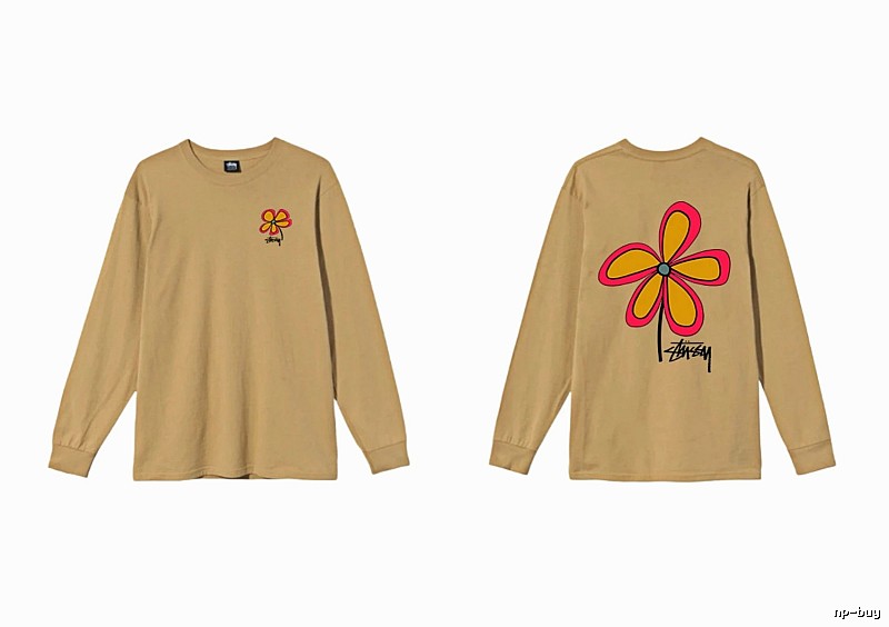 Stussy Floral Casual Khaki Long-Sleeve