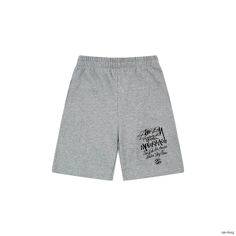 Stussy graffiti-style grey shorts