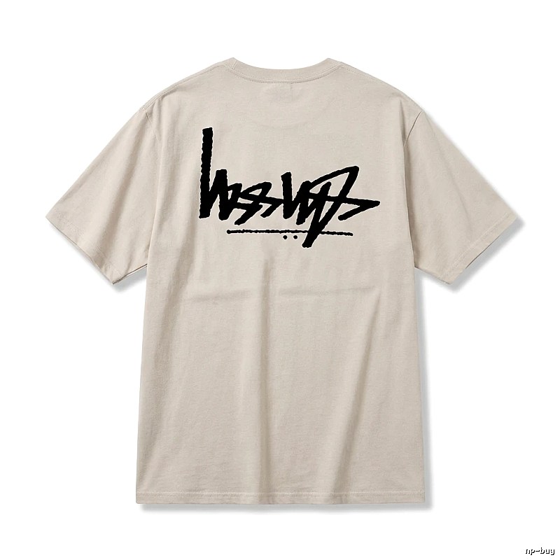 Stussy graffiti-style light gray T-shirt