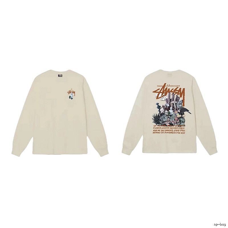 Stussy Print Retro Style Long-Sleeve (Off-White)