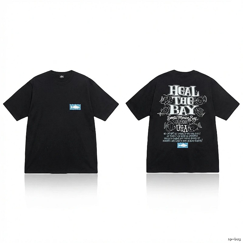 Stussy retro-style black short-sleeve