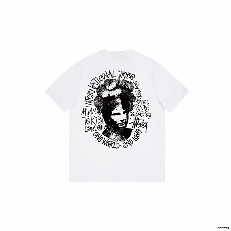 Stussy Summer Graphic T-shirt Black White Stussy with Bold Graphic