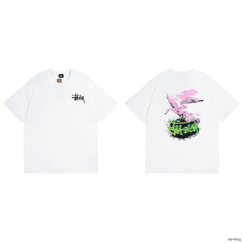 Stussy White Spider Graphic T-Shirt Commuter Look Logo