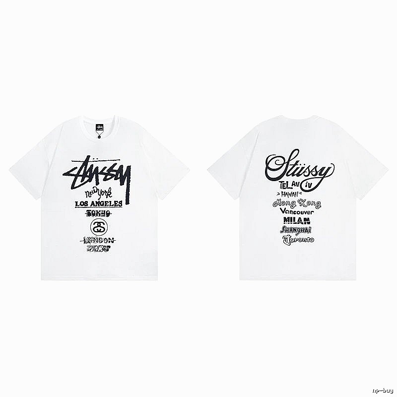 Stussy White Spider Graphic T-Shirt Travel Pack Logo