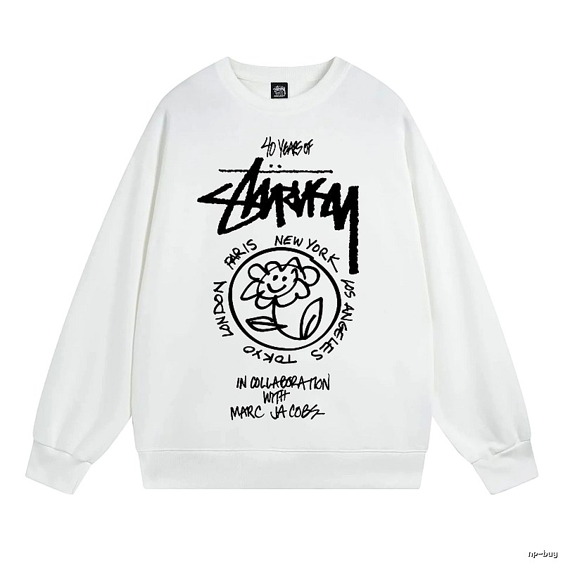 Stussy White Style 539 Graphic SweatShirt Airport Outfit