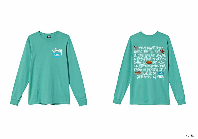 Stussy's eco-friendly mint green long-sleeved shirt