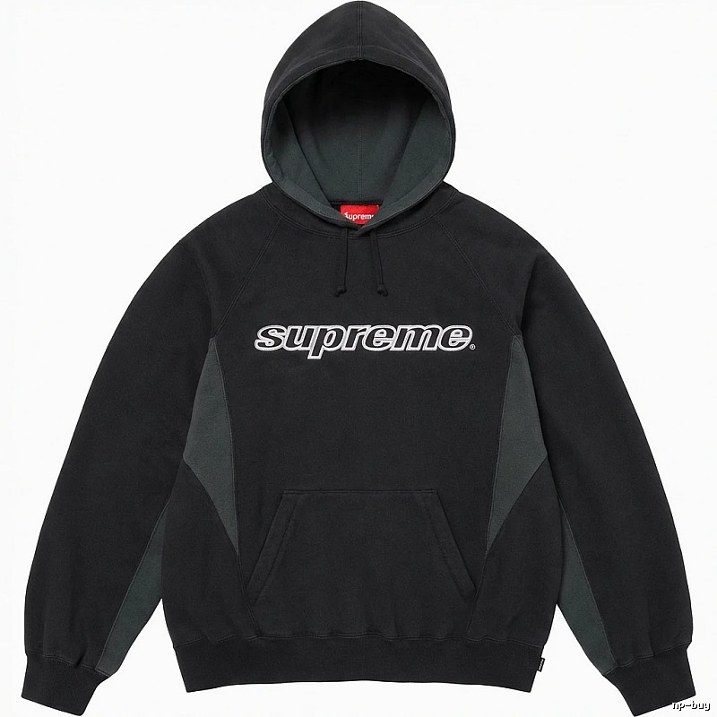Supreme patchwork-style black hoodie