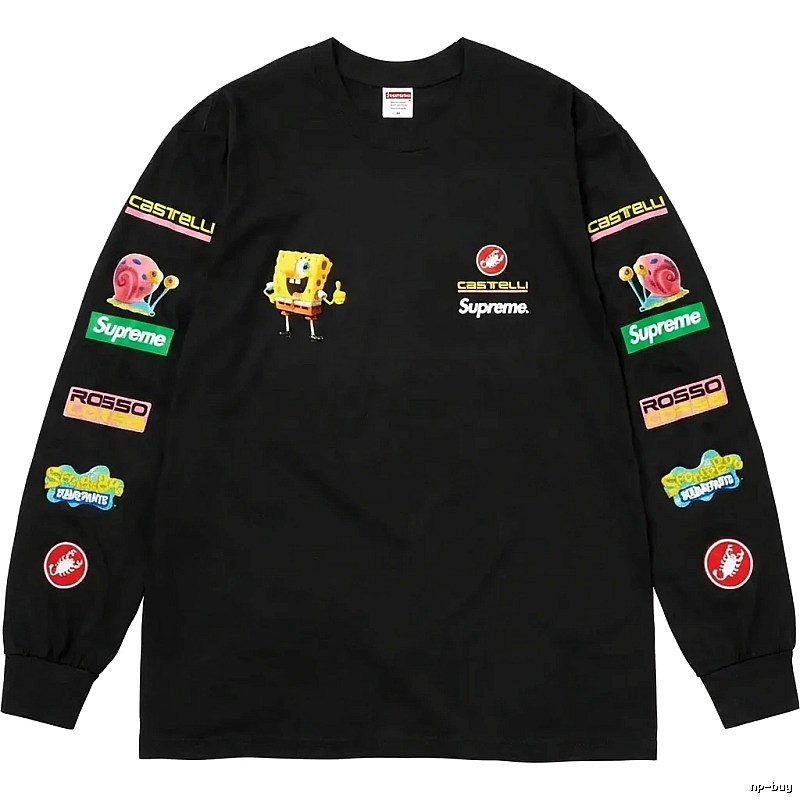 Supreme SpongeBob SquarePants Co-branded Black Long-sleeve Shirt