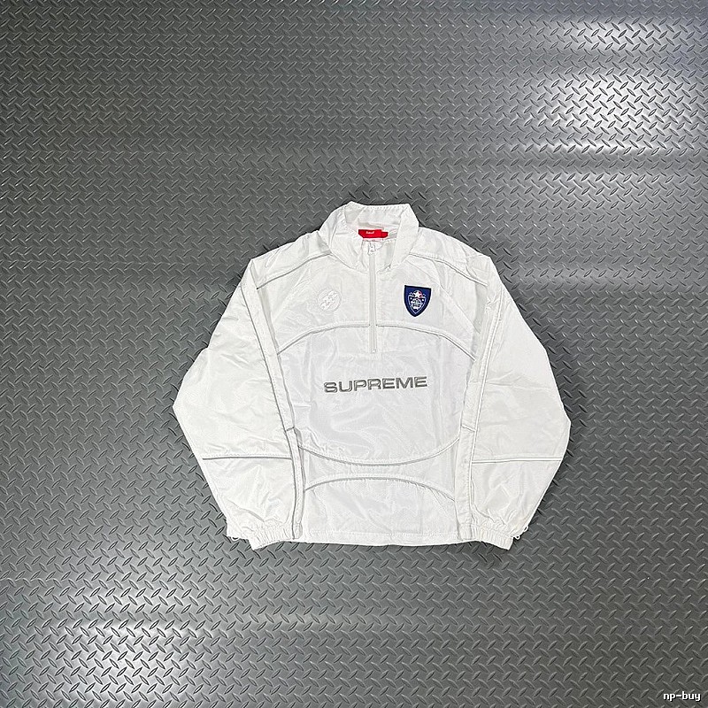 Supreme White Piped Pullover Track Jacket