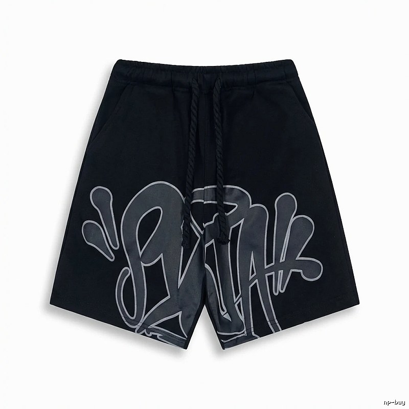 SynaWorld Graffiti-style Black Shorts