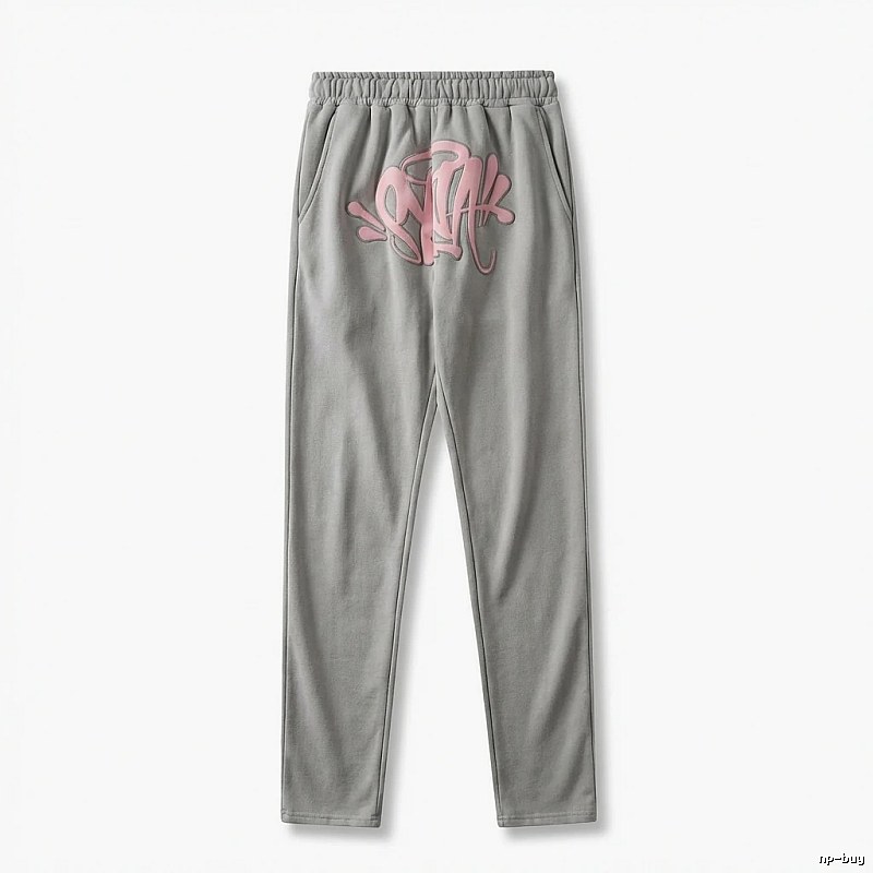 SynaWorld graffiti-style light gray sweatpants