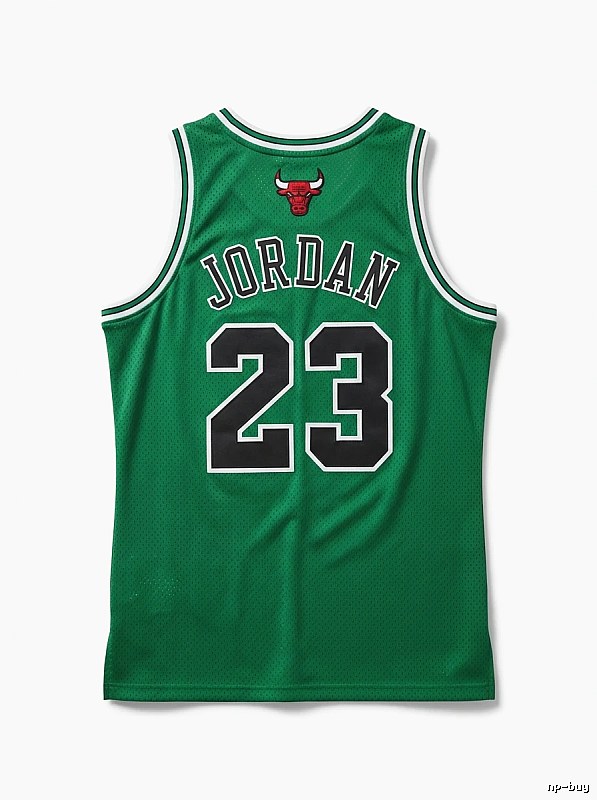 The green jersey with the number 23 of Michael Jordan